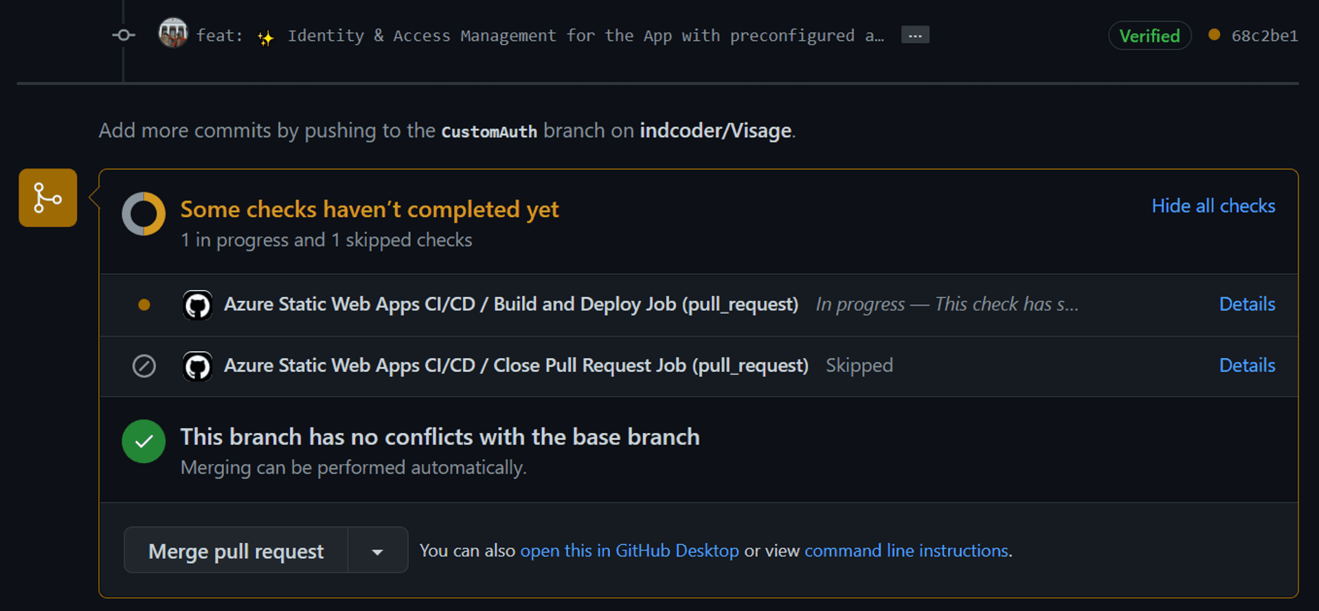 GitHub actions running on pull request